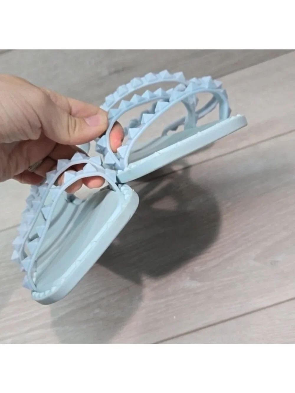Steve Madden Women Skylar Baby blue Strappy Flats Sandals shoes sz 10